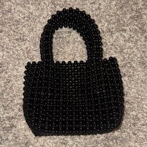Anthropologie Black Beaded Mini Bag